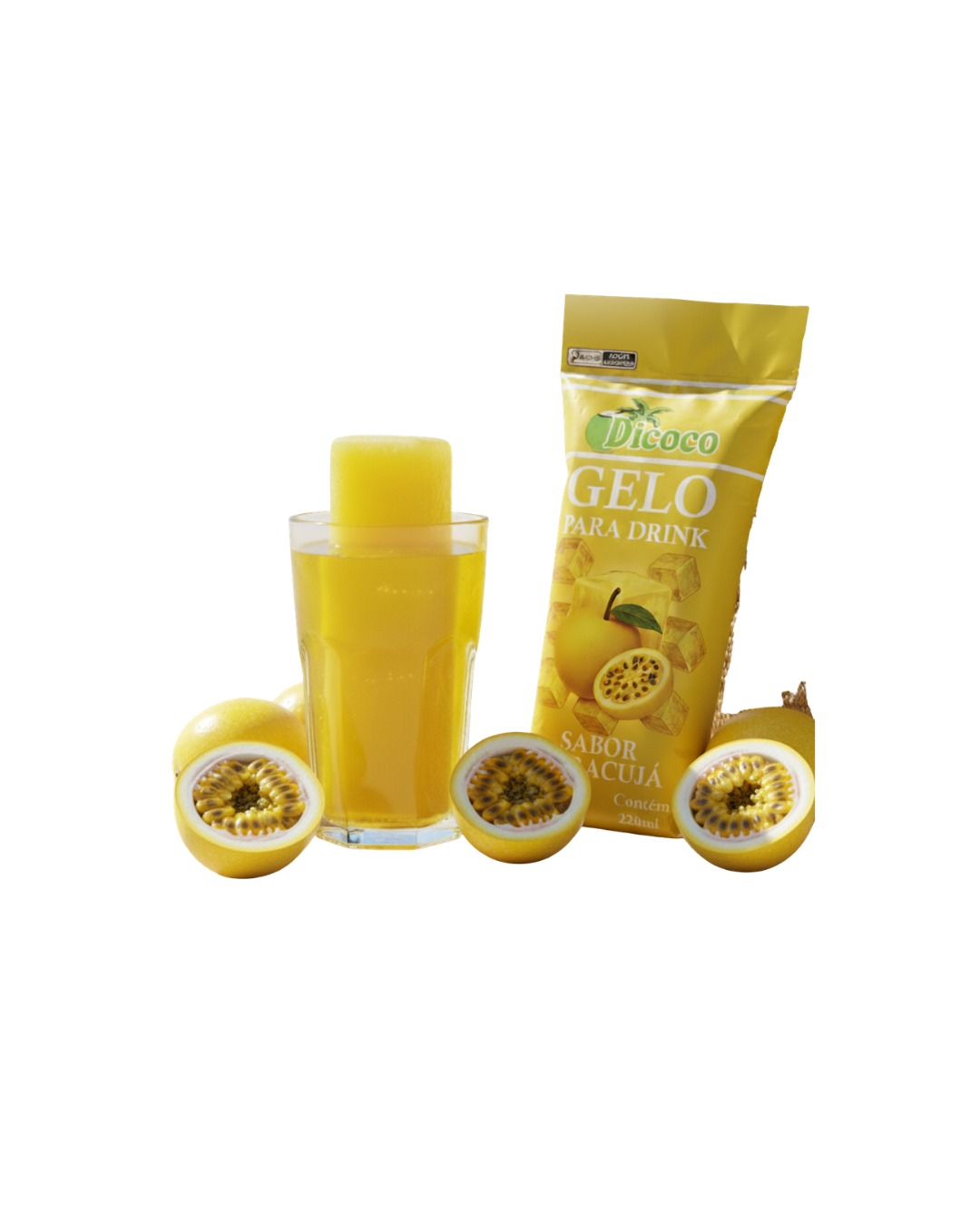 Drink de maracujá com gelo saborizado Dicoco