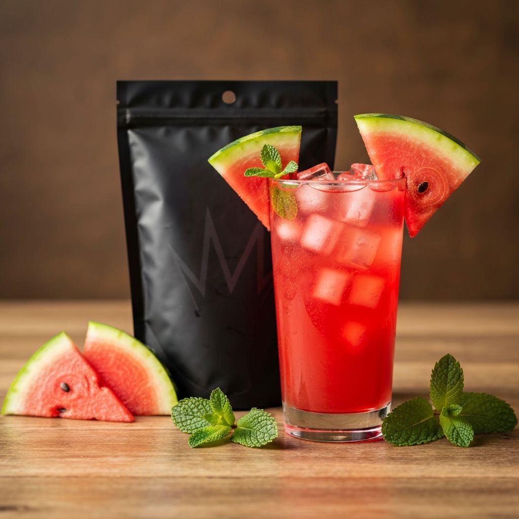 Drink de melancia com gelo saborizado