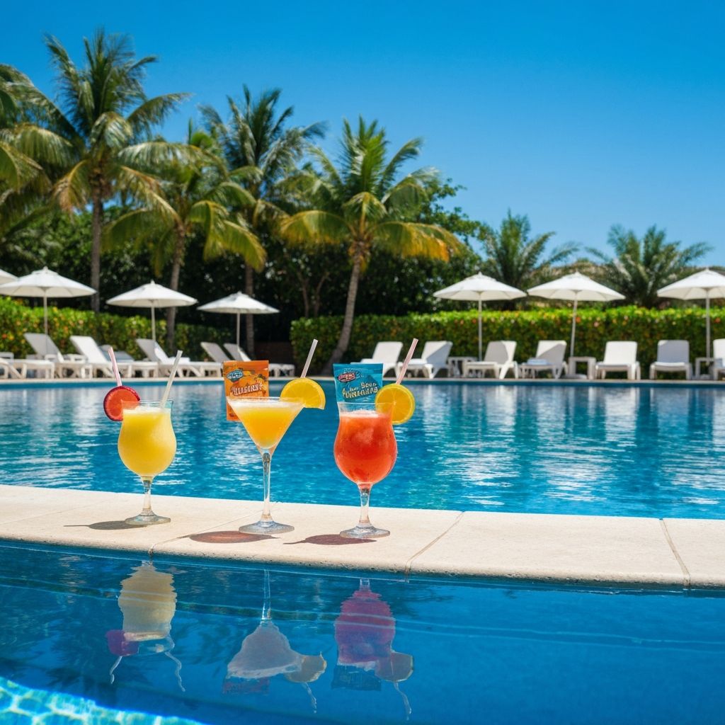 Drinks na piscina com gelo saborizado